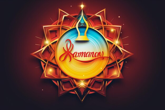 Ornamentelle arabische Laterne mit brennender Kerze, die nachts leuchtet, und glitzernden goldenen Bokeh-Lichtern Feierliche Grußkarte für den muslimischen heiligen Monat Ramadan Kareem