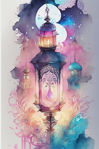 Ornamentelle arabische Laterne mit leuchtender Kerze
