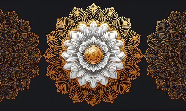 Ornamentelle geometrische Luxus-Mandala-Muster Vektor-Design Gold und Weiß