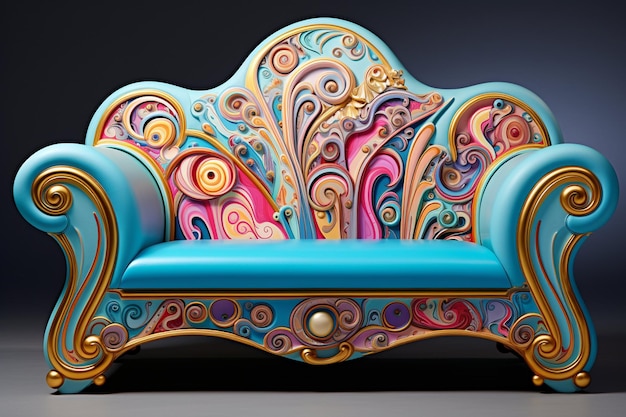 Ornamentiertes Sofa oder Bank im Art Nouveau-Stil