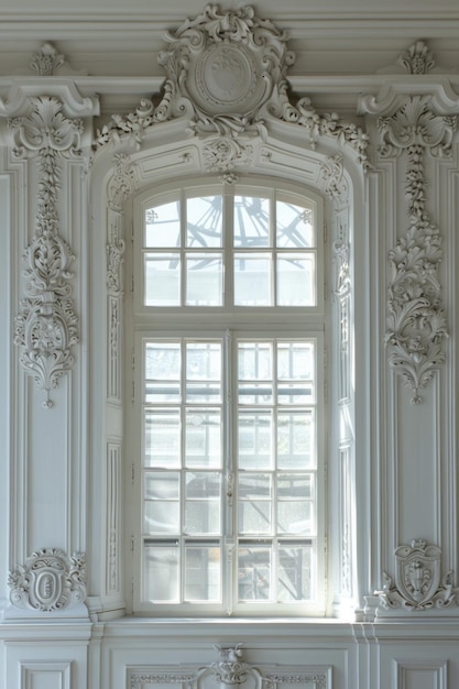 Ornamentisches klassisches Interieur mit großen Fenstern und komplizierter Stuckform