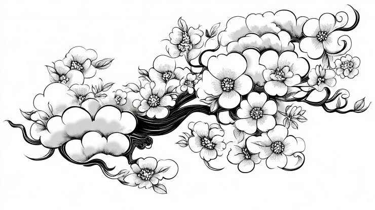 Foto ornamento chinês de nuvens contorno preto clipart ilustração de estoque