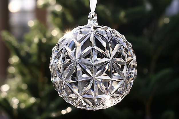 Foto ornamento de bola de natal de cristal