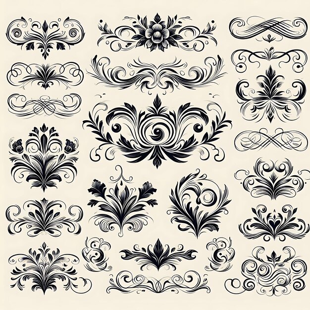 Ornamento de elementos de moldura de design vintage com caligrafia rodopios swashes vetor