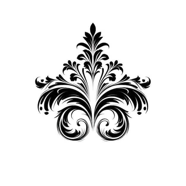 Ornamento de moldura barroca vitoriana Fronteira floral Decoração barroca Elemento de ícone gêmeo Filigrana Elemento florescente Ilustração de IA generativa