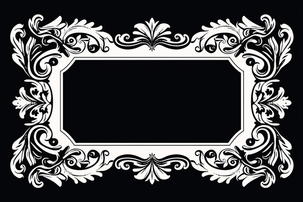 Ornamento de moldura vintage ornamentado preto e branco