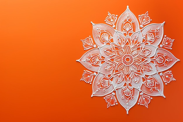 Ornamento de Rangoli em fundo laranja