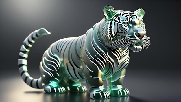 Ornamento de tigre branco de jadeíta 3D gerado por IA