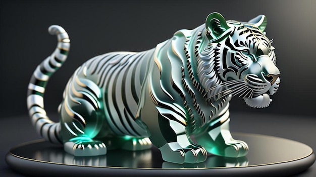 Ornamento de tigre branco de jadeíta 3D gerado por IA