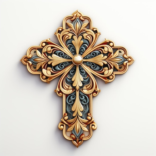 Foto ornamento em forma de cruz sobre fundo branco