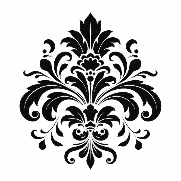 Ornamento floral preto de estêncil em negrito Arte vetorial em fundo branco