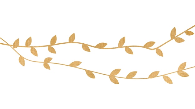 Ornamento de hojas png fondo transparente diseño estético de oro