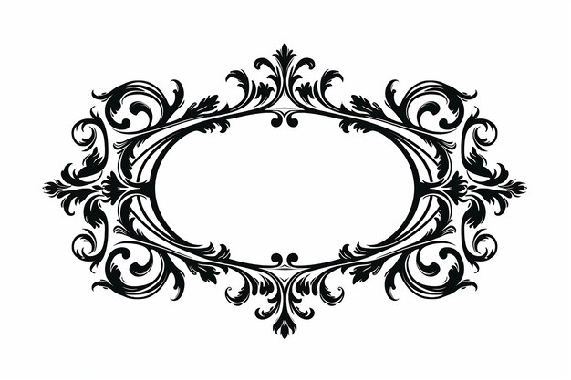 ornamento de marco vintage adornado en blanco y negro
