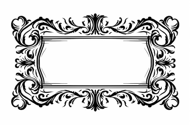 ornamento de marco vintage adornado en blanco y negro