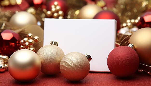 Foto ornamento navideño brillante en un abeto decorado generado por ia