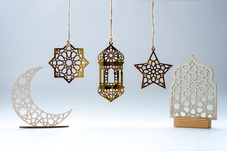 Foto ornamento o decoración islámica de oro para el ramadán kareem concept