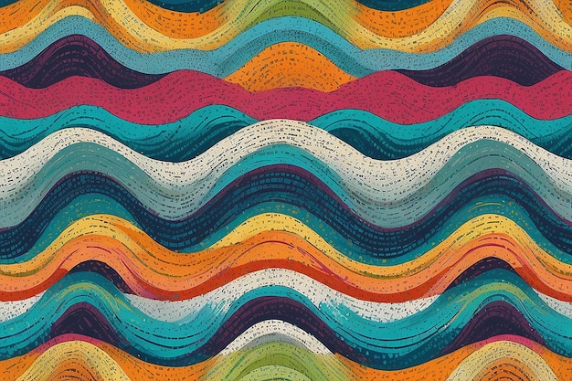 Ornamento sem costura Padrão geométrico moderno com repetição de ondas pontilhadas coloridas
