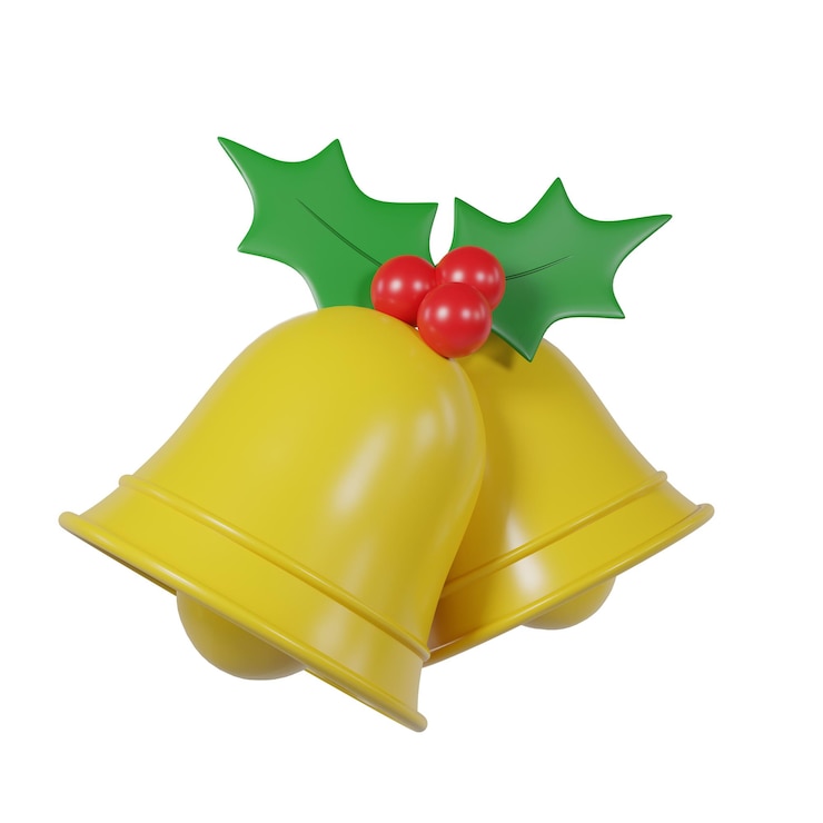 Ornamentos de las campanas de Navidad Ilustración en 3D