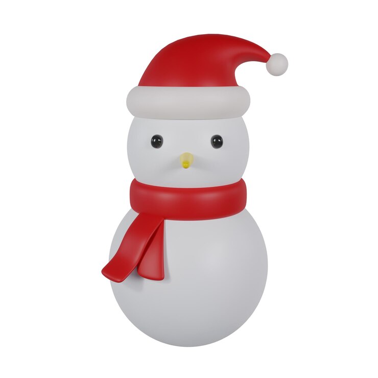 Ornamentos navideños del muñeco de nieve Ilustración en 3D