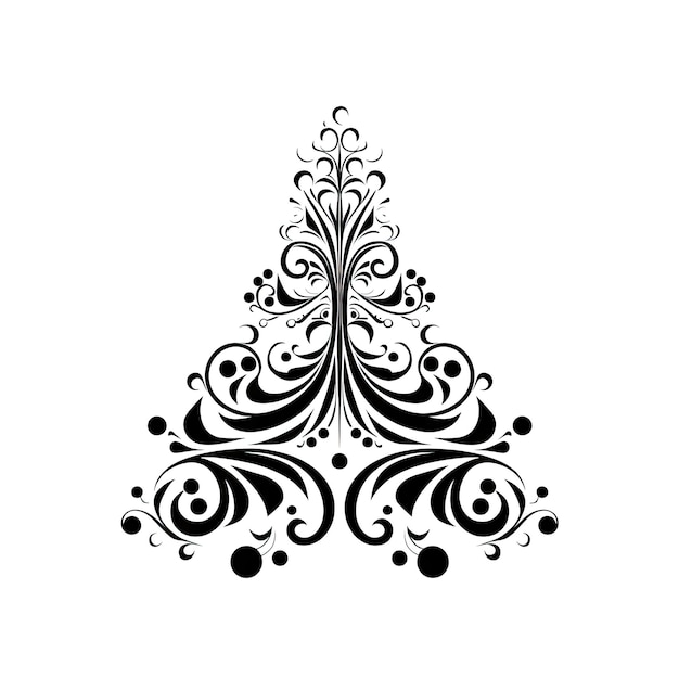 Ornate Christmas Tree Icon Abstract Xmas Pine Simetrical Monochrome Árbol de Navidad Ornamento Minimal Xmas Holidays Decor Ilustración generativa de IA