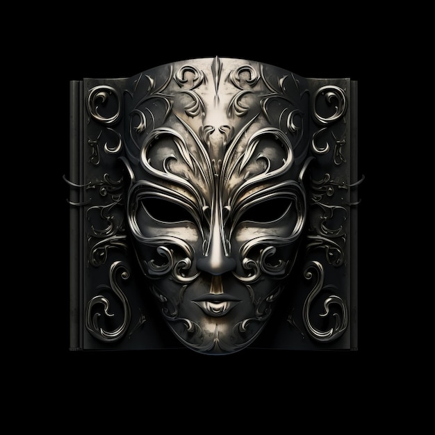 Foto ornate fantasy mask symbolismus minimalistischer stil illustration in silber und schwarz kunst