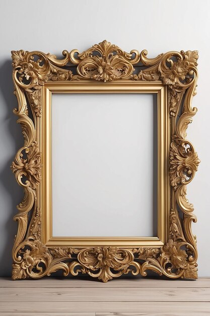 Ornate Gold Frame Mockup con espacio vacío en blanco para colocar su diseño
