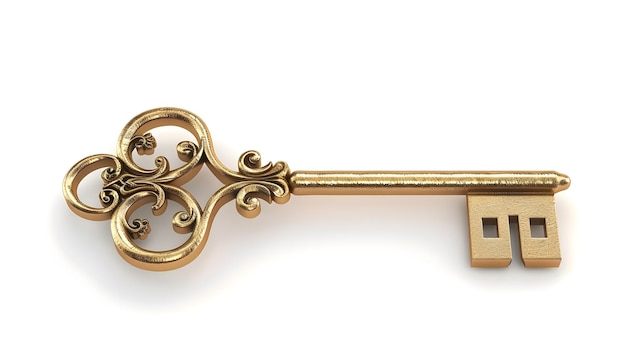 Ornate goldene antike Schlüssel-Ikonen, die Vintage-Sicherheit und Charme symbolisieren