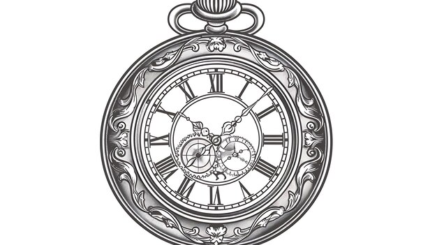 Foto ornate pocket watch with a detailed clock face and intricate flourishes the watch is open revealing the inner workings of the clock