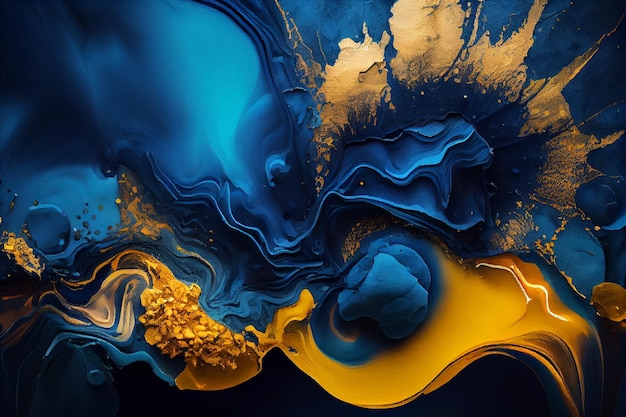 Oro azul oscuro y mármol azul abstracto backgroundgenerative ai