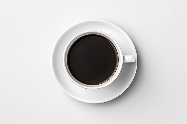 Oro negro en un mundo blanco La seductora elegancia de la taza de café aislada