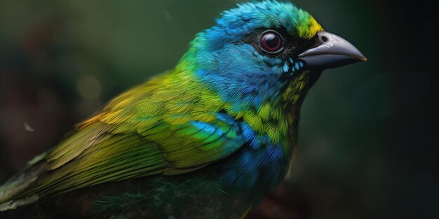 Oropéndola de cabeza verde de pájaro en un primer plano de rama Foto de alta calidad AI generativo