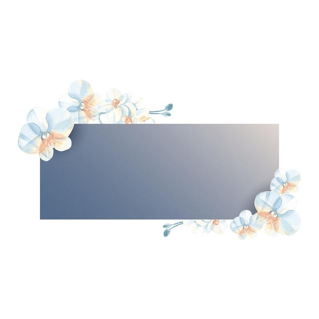 La orquídea de acuarela png insignia de fondo transparente