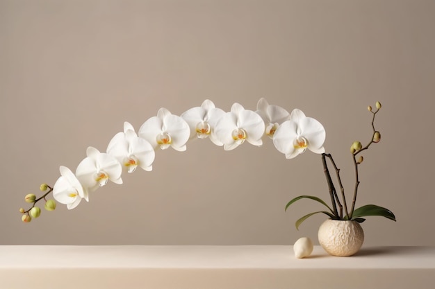 una orquídea blanca en un jarrón sobre una mesa