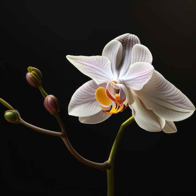 Orquídea brilhante em um fundo escuro IA generativa