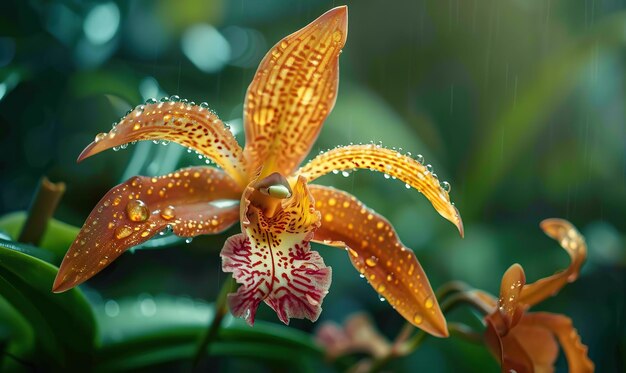 Foto la orquídea despedazada en la exuberante vegetación genera ia