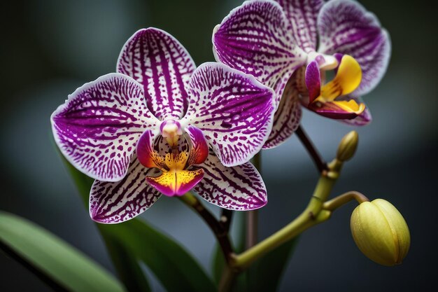 Foto orquídea roxa vibrante em close-up