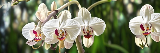 Orquídeas blancas en una casa verde