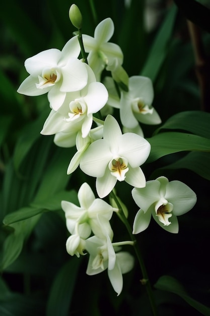 Orquídeas brancas em uma casa verde