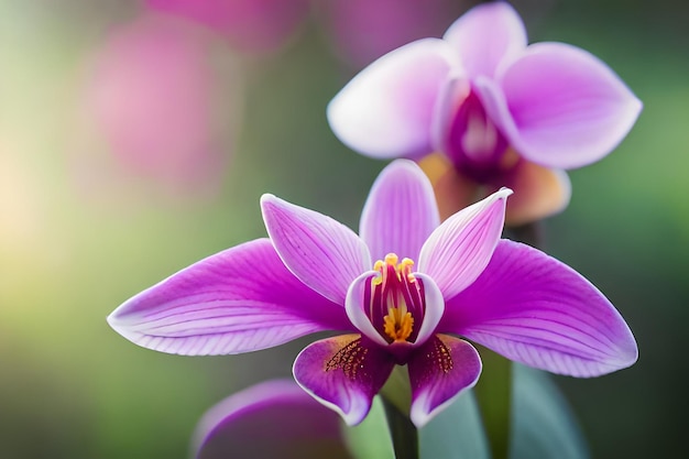 Las orquídeas moradas florecen en primavera.