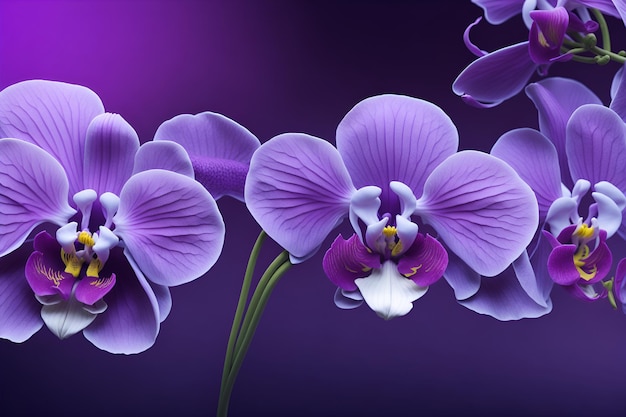 Orquídeas moradas sobre un fondo morado