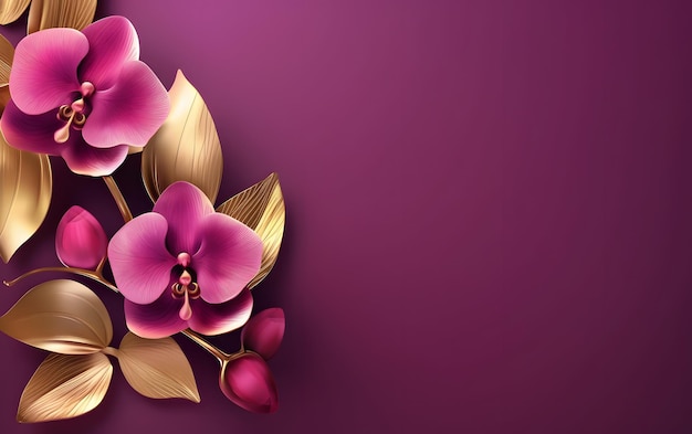 Orquídeas moradas sobre un fondo morado