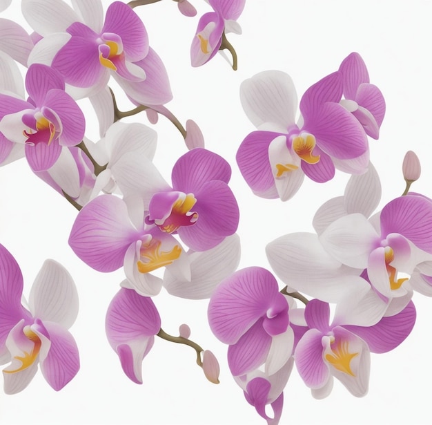 Orquídeas rosadas sobre un fondo blanco