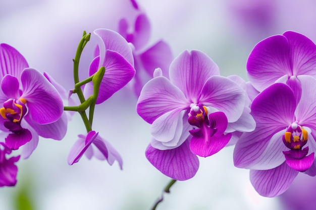 Orquídeas roxas em um fundo branco