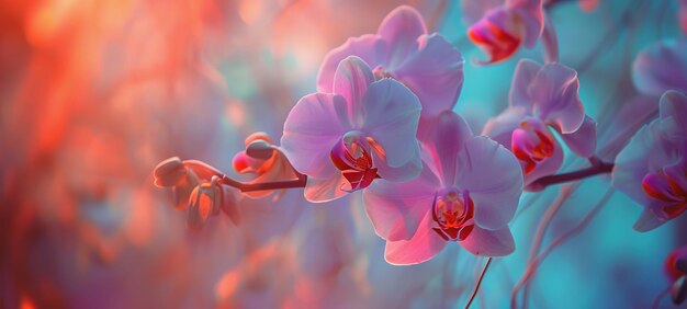 Orquídeas en suave fondo de ensueño copia espacio primavera verano banner