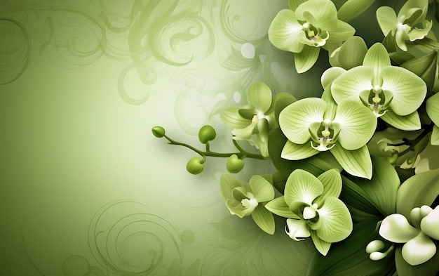 Orquídeas verdes em um fundo verde