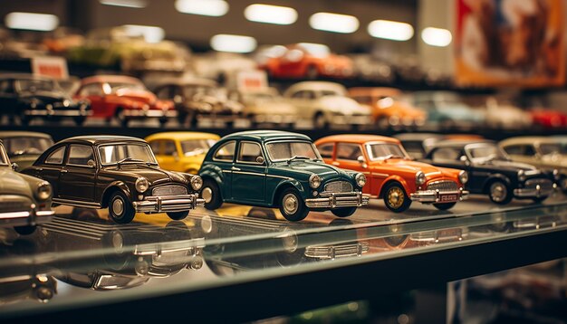 Foto orte hat viele verschiedene miniatur-autos, die er bereits gemacht hat. auch seine vintage-auto-ausstellung zum verkauf.