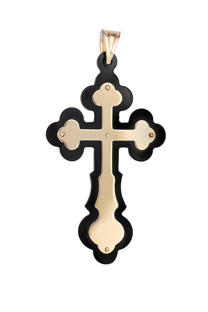 Orthodoxer Goldanhänger ohne Kette Schmuck oben isoliert auf weißem Hintergrund