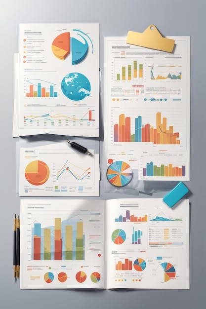 Os adesivos do vetor 2d do relatório financeiro definiram o vetor de fundo branco para apresentação