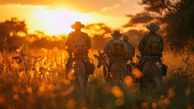 Foto os antecedentes de uma emocionante aventura de safári