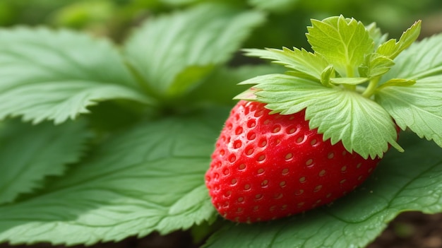 Os arbustos de morango com bagas maduras são plantados em agrofibras